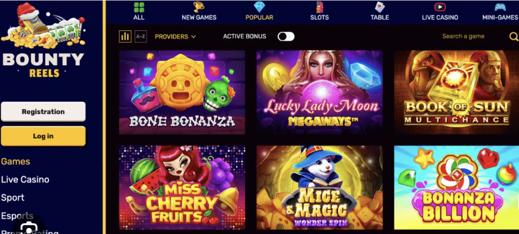 Image of Bounty Reels Casino website