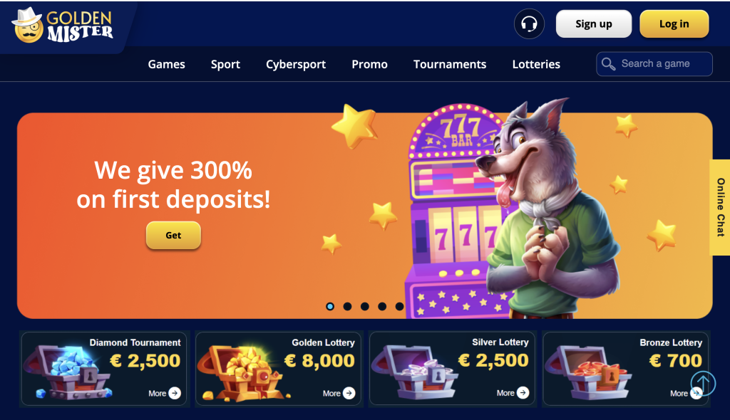 Image of Golden Mister Casino website
