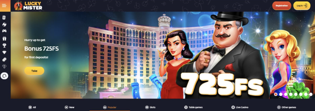 Image of Lucky Mister Casino website