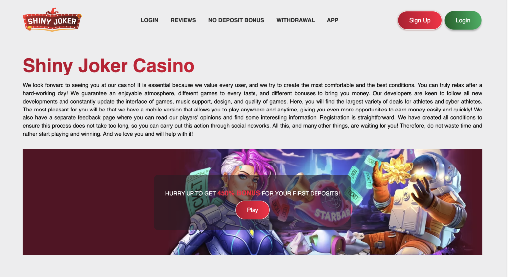 Image of Shiny Joker Casino website